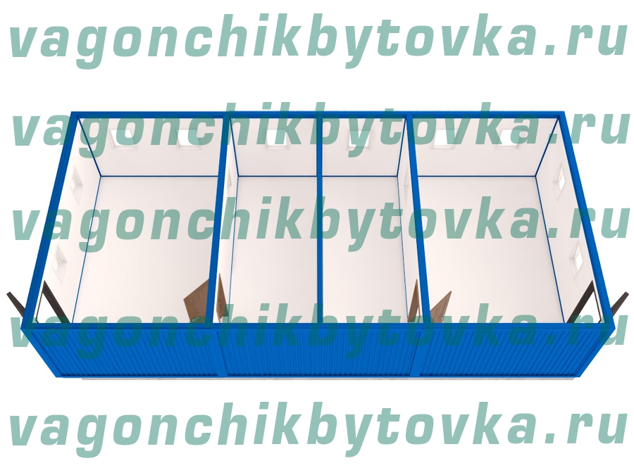 Офисный модуль, из 6-ти шт металлических вагончиков